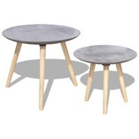  Two Piece Side Table/Coffee Table Set 55 cm&amp;44 cm Concrete Grey