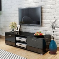  TV Cabinet High-Gloss Black 140x40.5x35 cm