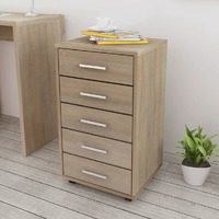  Office Drawer Unit with Castors 5 Drawers Oak