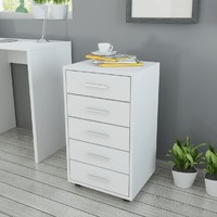  Office Drawer Unit with Castors 5 Drawers White