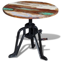  Side Table Solid Reclaimed Wood Cast Iron 60x(42-63) cm