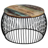  Coffee Table Round Solid Reclaimed Wood 68x37 cm