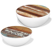  Two Piece Bowl Shaped Coffee Table Set Solid Reclaimed Wood