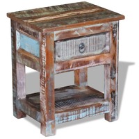  Side Table with 1 Drawer Solid Reclaimed Wood 43x33x51 cm