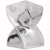  Stool/Side Table Twisted Shape Aluminium Silver