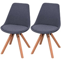  Dining Chairs 2 pcs Dark Grey Fabric