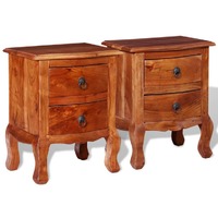  Nightstands with Drawers 2 pcs Solid Acacia Wood
