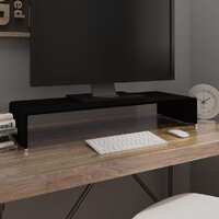  TV Stand/Monitor Riser Glass Black 80x30x13 cm