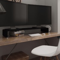  TV Stand/Monitor Riser Glass Black 110x30x13 cm
