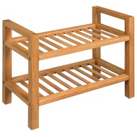  Shoe Rack with 2 Shelves 50x27x40 cm Solid Oak Wood