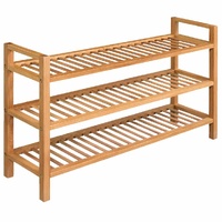  Shoe Rack with 3 Shelves 100x27x60 cm Solid Oak Wood