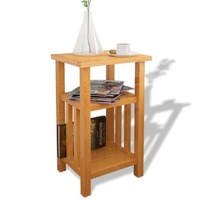  End Table with Magazine Shelf 27x35x55 cm Solid Oak Wood