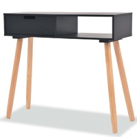  Console Table Solid Pinewood 80x30x72 cm Black
