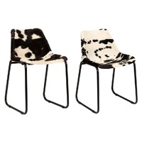  Dining Chairs 2 pcs Genuine Goat Leather