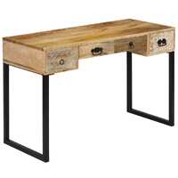  Desk Solid Mango Wood and Real Leather 117x50x76 cm