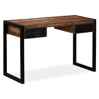  Desk with 2 Drawers Solid Reclaimed Wood 120x50x76 cm