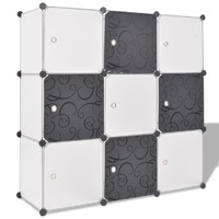  Storage Cube Organiser with 9 Compartments Black and White