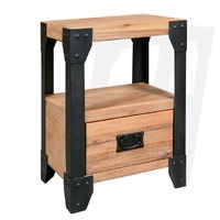  Nightstand Solid Acacia Wood Steel 40x30x54 cm