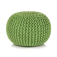  Hand-Knitted Pouffe Cotton 50x35 cm Green