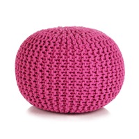  Hand-Knitted Pouffe Cotton 50x35 cm Pink