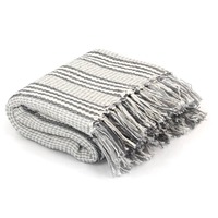  Throw Cotton Stripes 125x150 cm Grey and White