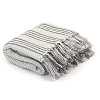  Throw Cotton Stripes 160x210 cm Grey and White