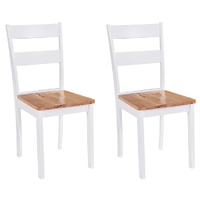  Dining Chairs 2 pcs White Solid Rubber Wood