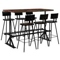  Bar Set 7 Piece Solid Reclaimed Wood Multicolour