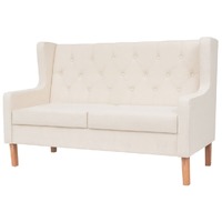  2-Seater Sofa Fabric Cream White