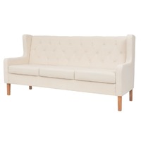  3-Seater Sofa Fabric Cream White