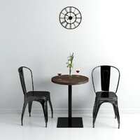  Bistro Table MDF and Steel Round 60x75 cm Dark Ash