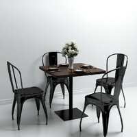  Bistro Table MDF and Steel Square 80x80x75 cm Dark Ash