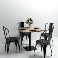  Bistro Table MDF and Steel Square 80x80x75 cm Oak Colour