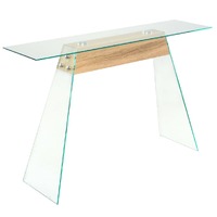 Console Table MDF and Glass 120x30x76 cm Oak Colour