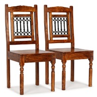  Dining Chairs 2 pcs Solid Wood with Honey-coloured Finish Classic