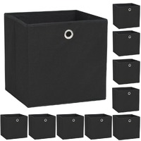  Storage Boxes 10 pcs Non-woven Fabric 32x32x32 cm Black