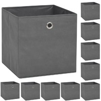  Storage Boxes 10 pcs Non-woven Fabric 32x32x32 cm Grey