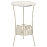  Bistro Table Vintage Style Round Metal 40x70 cm White