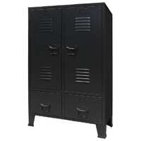  Wardrobe Metal Industrial Style 67x35x107 cm Black