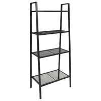  Ladder Bookcase 4 Tiers Metal Black