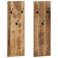  Wall-mounted Coat Racks 2 pcs Solid Mango Wood 36x110x3 cm