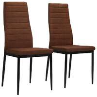  Dining Chairs 2 pcs Brown Fabric