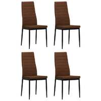  Dining Chairs 4 pcs Brown Fabric