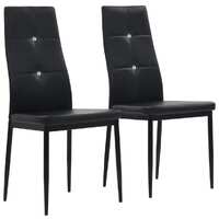 Dining Chairs 2 pcs Black Faux Leather