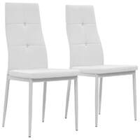  Dining Chairs 2 pcs White Faux Leather
