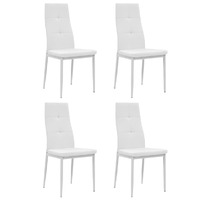  Dining Chairs 4 pcs White Faux Leather
