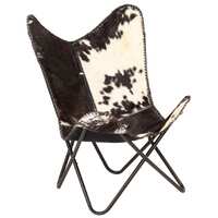  Butterfly Chair Black and White Genuine Goat Leather