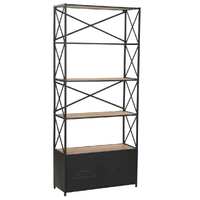  Bookcase Solid Firwood and Steel 80x32.5x180 cm