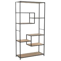  Bookcase Solid Firwood and Steel 90.5x35x180 cm