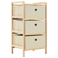  Storage Rack with 3 Fabric Baskets Cedar Wood Beige